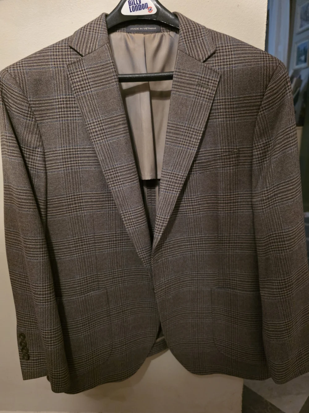 Wilke-Rodriguez 42S Brown Plaid Sport Coat Blazer Modern Fit Stretch